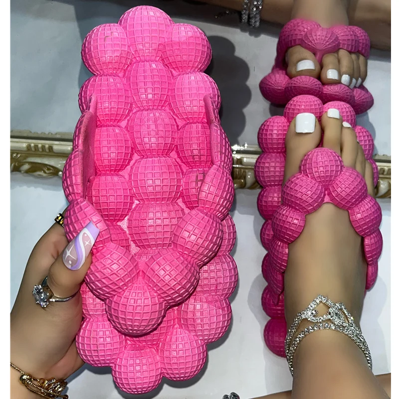 Flip-flops Bubble Shoes Summer New Fashion Open-toed Bubble Slippers 2023 Women Wear Slippers Indoor Flat Sandals Beach Shoes