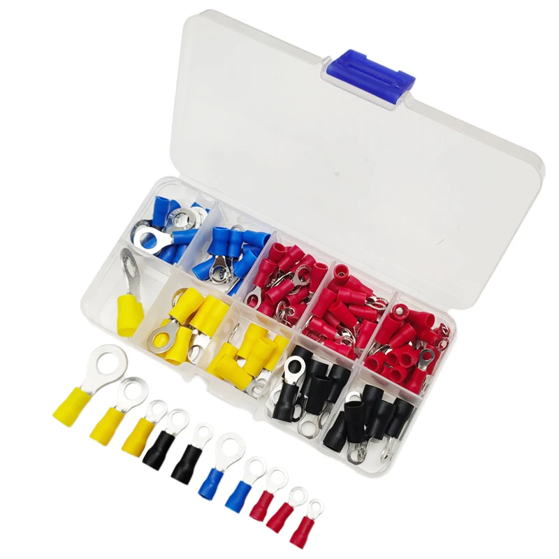 102Pcs RV Assorted Ring Terminals Kit Pre-Insulated Electrical Wire Crimp Connectors O-Type Cable Lugs for Automotive Wiring