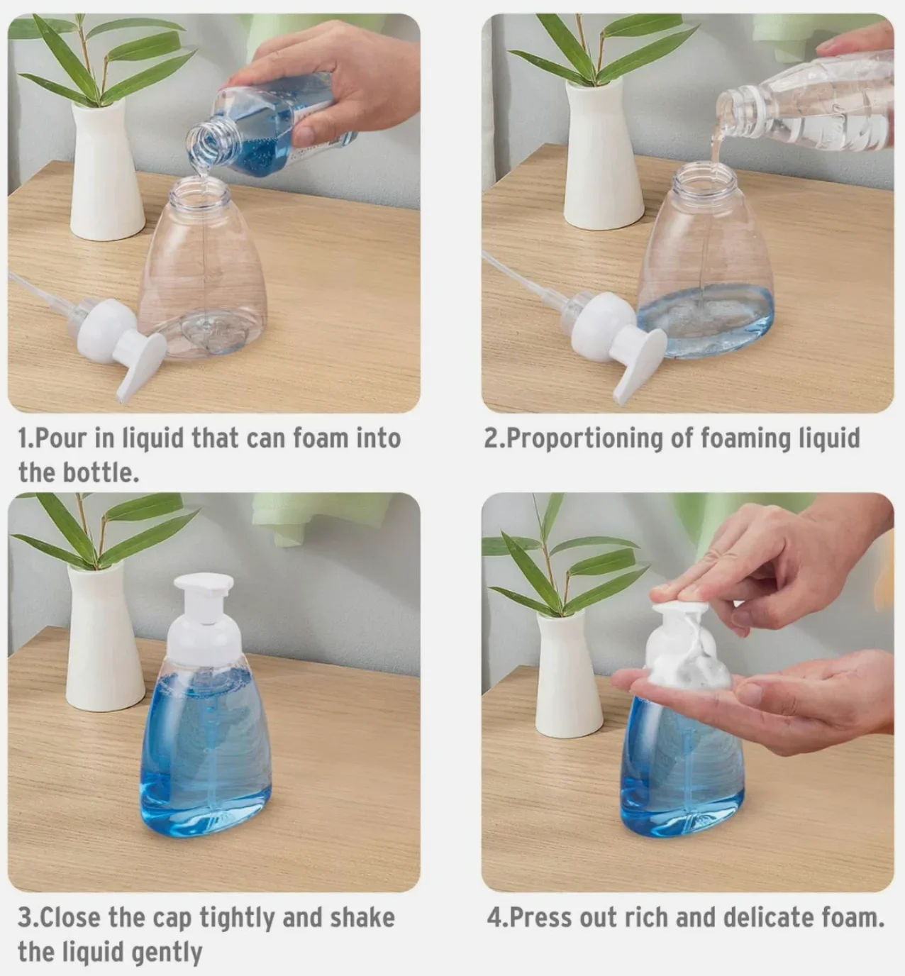 250 ml dreieckige klare Schaumflasche PET-Mousse schäumende leere Flasche Presstyp nachfüllbare schäumende Handseifen-Pumpflasche