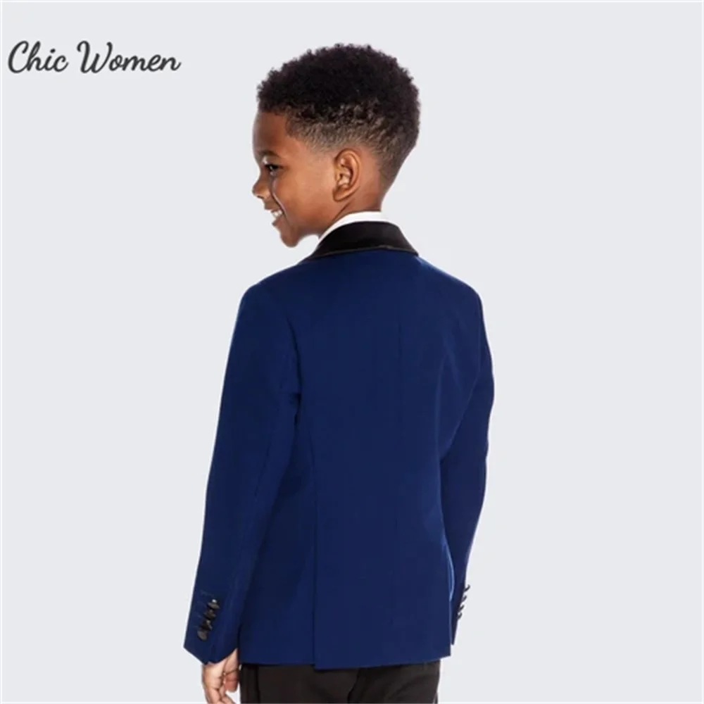 Slim Navy Blue Boys Wedding Suit 2023 Fit 4yr to 12yr 3Pcs Kids First Communion Party Oufits Set Custom  Kids Waistcoat Blazer