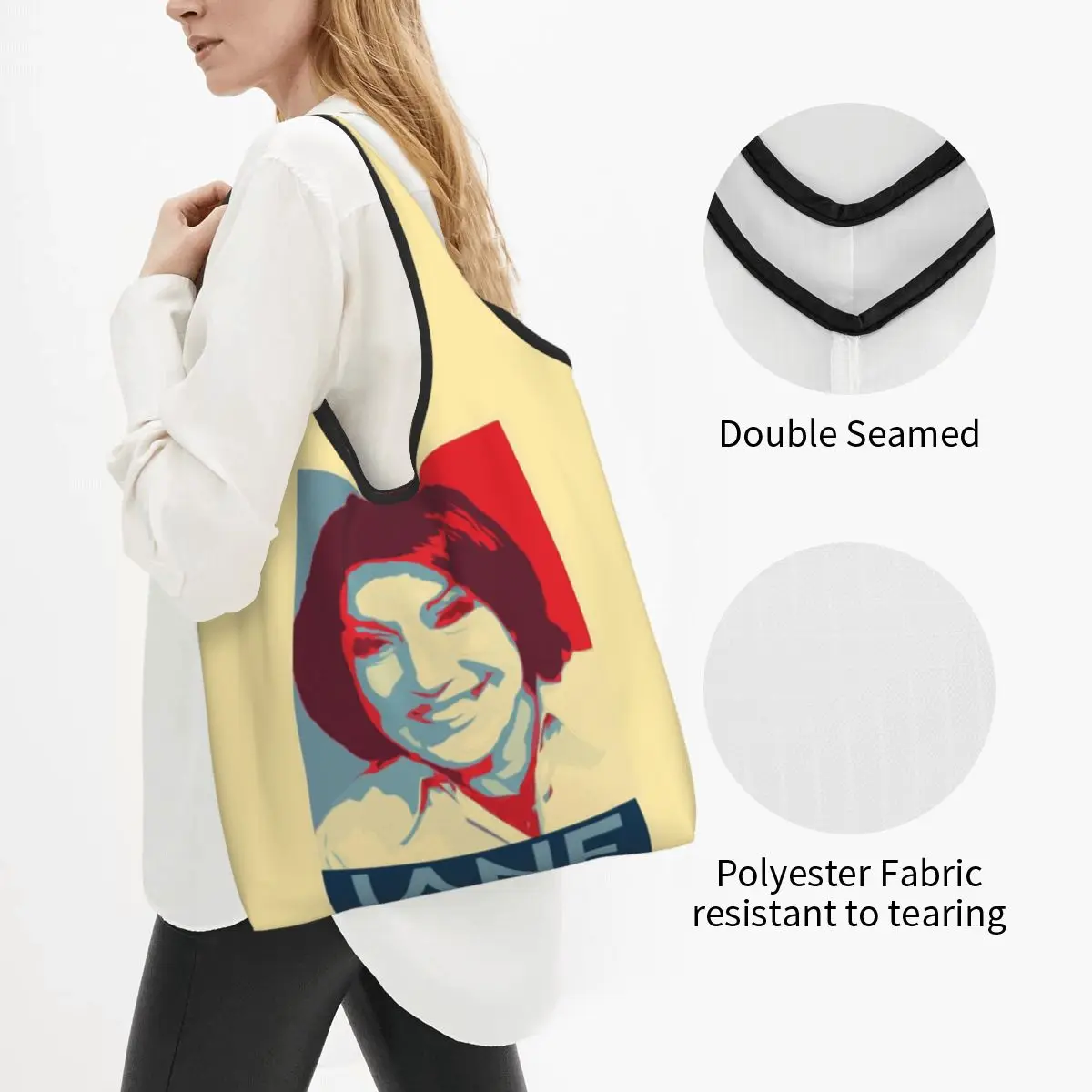 Jane Mcdonald Portable Tote Shopping Bags Large Capacity Shopper Bag Grocery Handbag Shoulder Bag