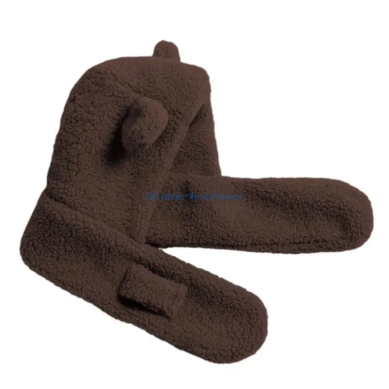 

R9JD Bear Ear Hat Neckerchief for Boy Girl Baby Bonnet Earflap Caps Scarf for Kid