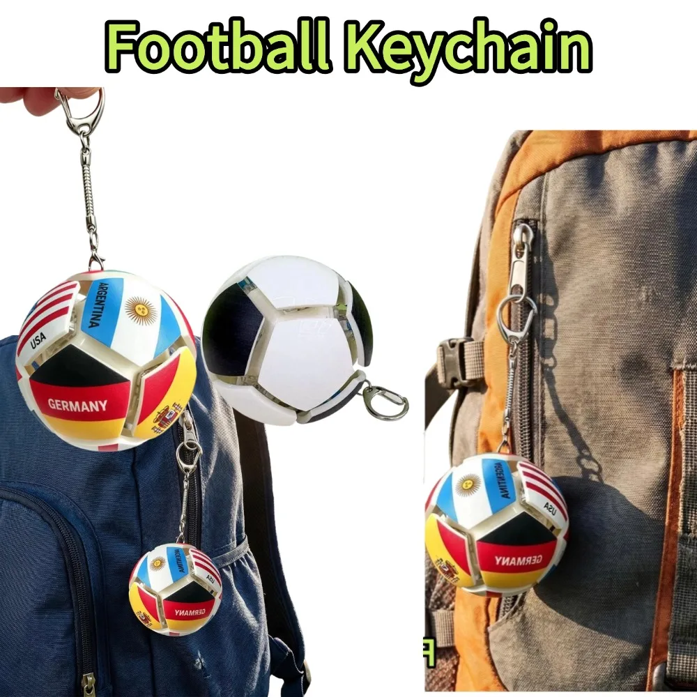 Football Keychain World Flags Soccer Pendant Creative Puzzle Press Toy Stress Relief Portable Fidget Gadget Sports Fan Gifts