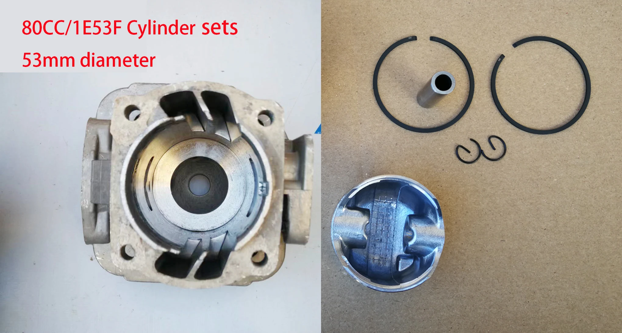 Imagem -02 - Anel de Pistão do Cilindro para Motor 80cc Cortador de Escova Scooter Evo Terra Ground Drill Outboard Peça de Reposição 1e53f 53 mm