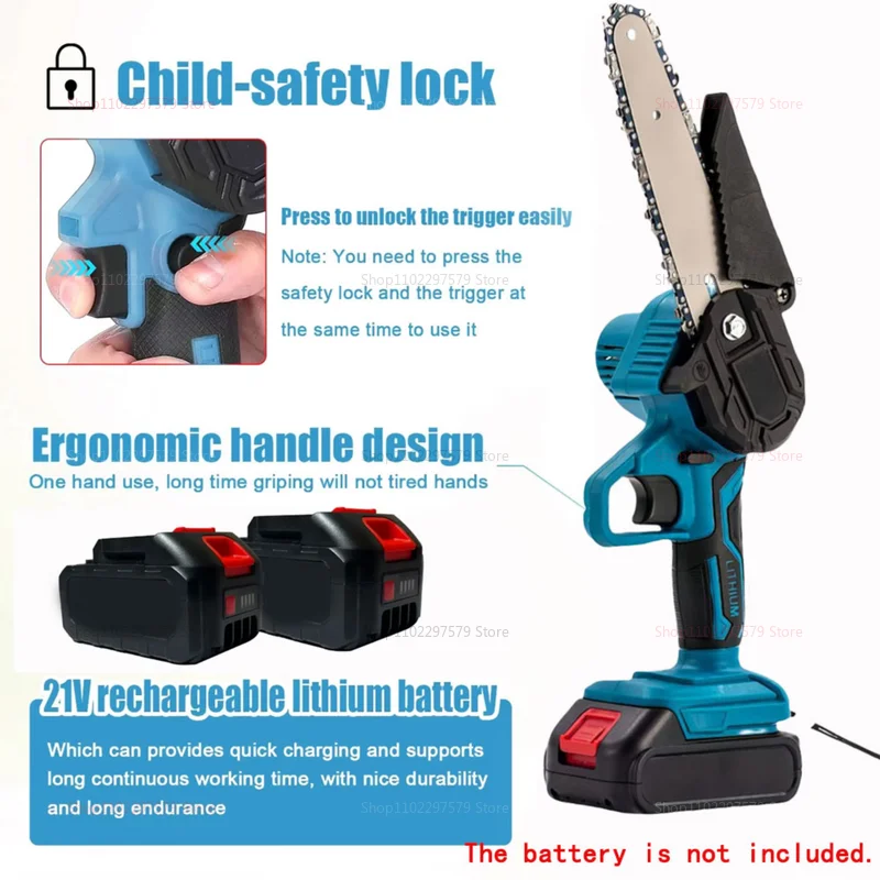 6 بوصة منشار كهربائي لاسلكي يعمل بالبطارية يده حديقة سجل أداة قطع الخشب لبطارية 18 فولت لا بطارية