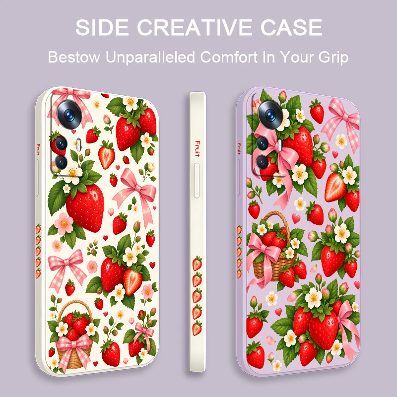 Summer Strawberry Floral Phone Case For Xiaomi 17T 15T 14T 12T 11T 10T Pro 15 Ultra 11 Lite Silicon Soft Lens Protect Cover Etui