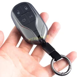 Black Transparent Car Key Fob Case Cover Keychain Ring Shell Protector For Maserati Ghibli Levante Quattroporte 2014-2023