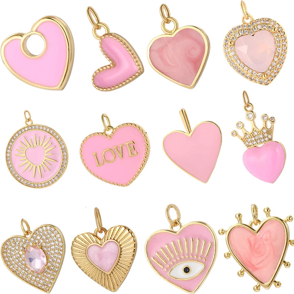 Cute Pink Love Charm Diy Earrings Designer Bracelet Necklace Pendant Jewelry Making Gold Color Butterfly Resin Charm Dijes