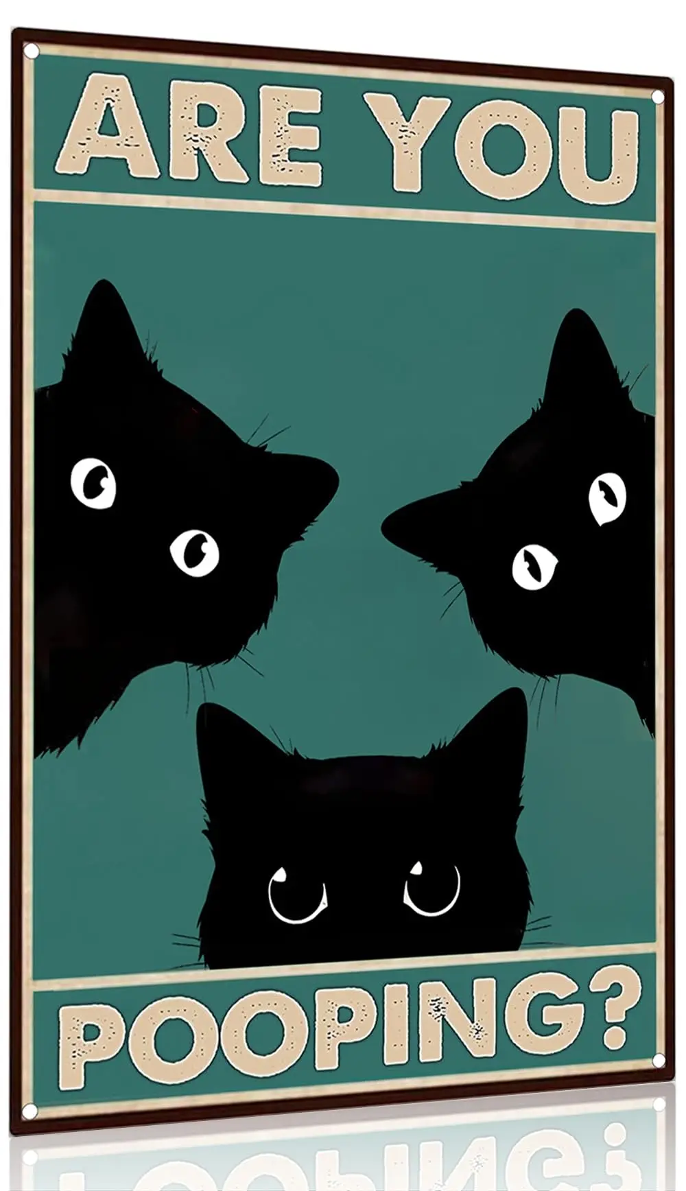 Funny Black Cat Poster Are You Pooping Vintage Tin Metal Sign for Bathroom Toilet Washroom Wall Art Decor 8 x 12 Inch sign