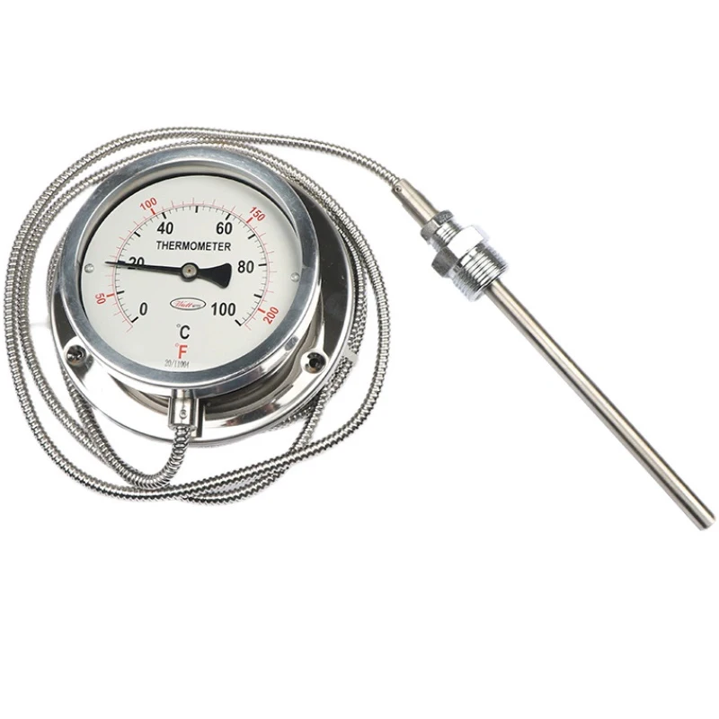 Industrial Capillary Oil Gas Liquid Temperature Gauge Pressure Exhaust Gas Thermometer