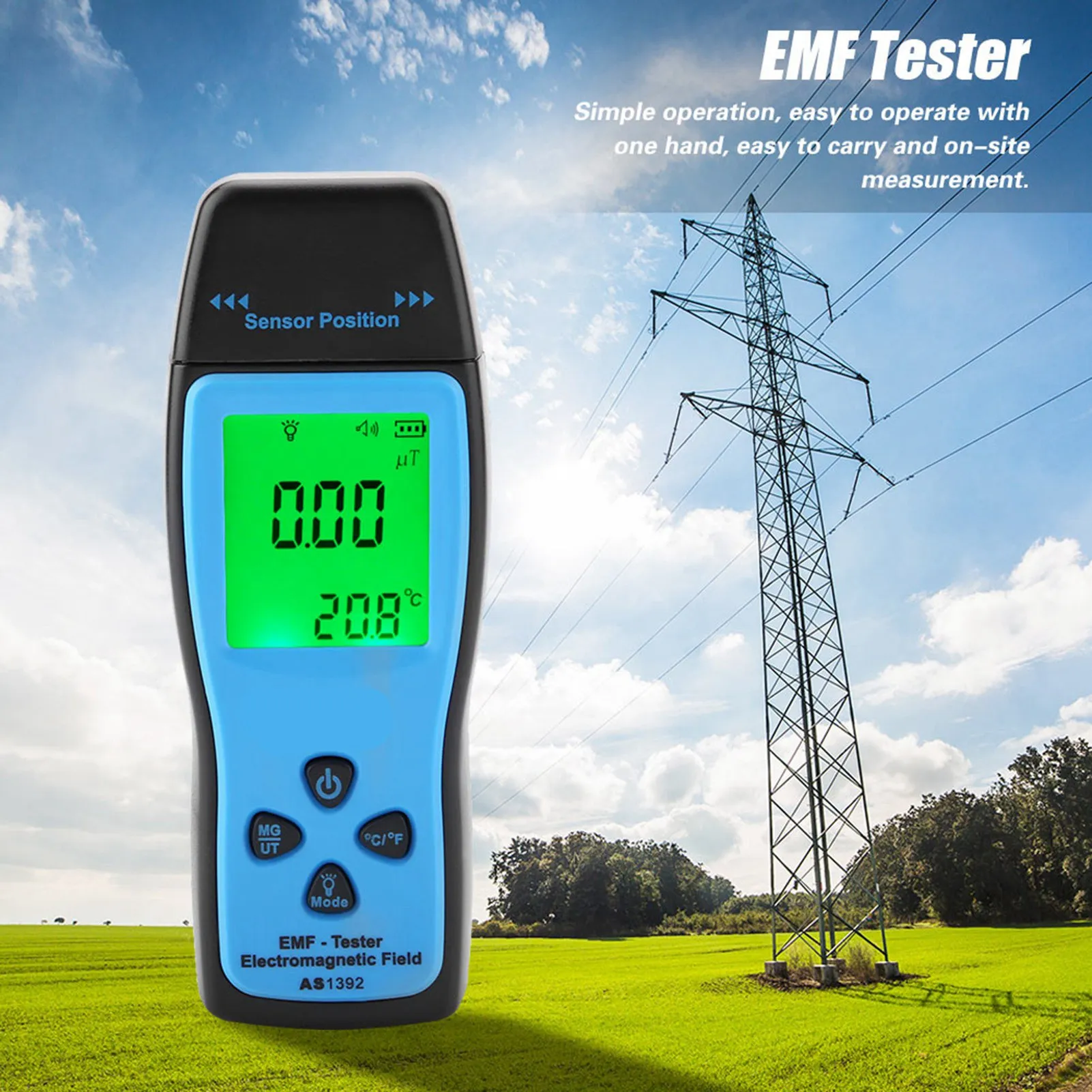 

Digital EMF Tester SMART SENSOR AS1392 Digital Electromagnetic Radiometer Mini LCD Display EMF Tester Electromagnetic Radiometer