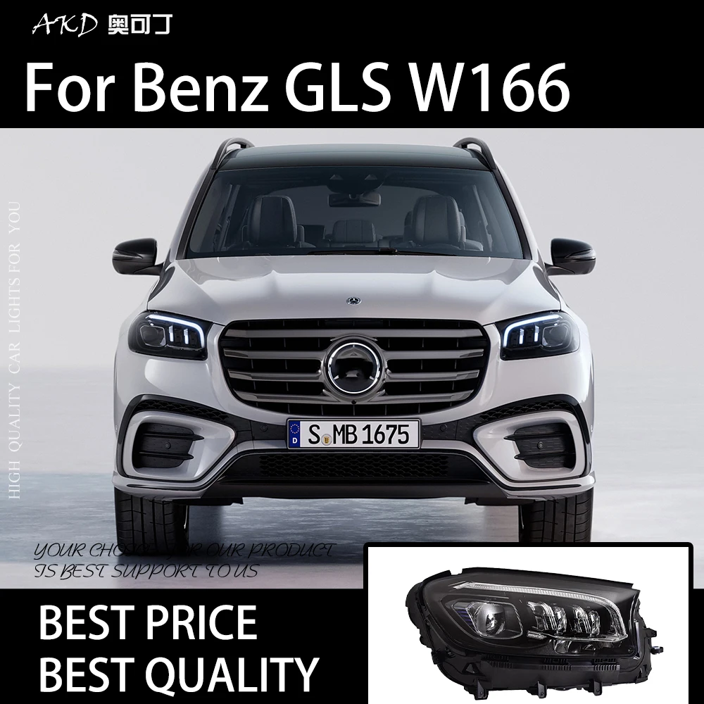 

Автомобильные фары для Benz GLS X167 2020-2024, светодиодные автомобильные фары в сборе, обновленная линза Bicofal, динамическая сигнальная лампа, аксессуары для инструментов