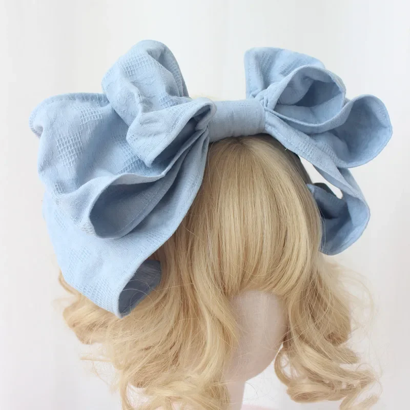 Multi-Color Jacquard Cotton Oversized Bow KC Lolita Hair Accessories Built-in Aluminum Wire Adjustable Shape