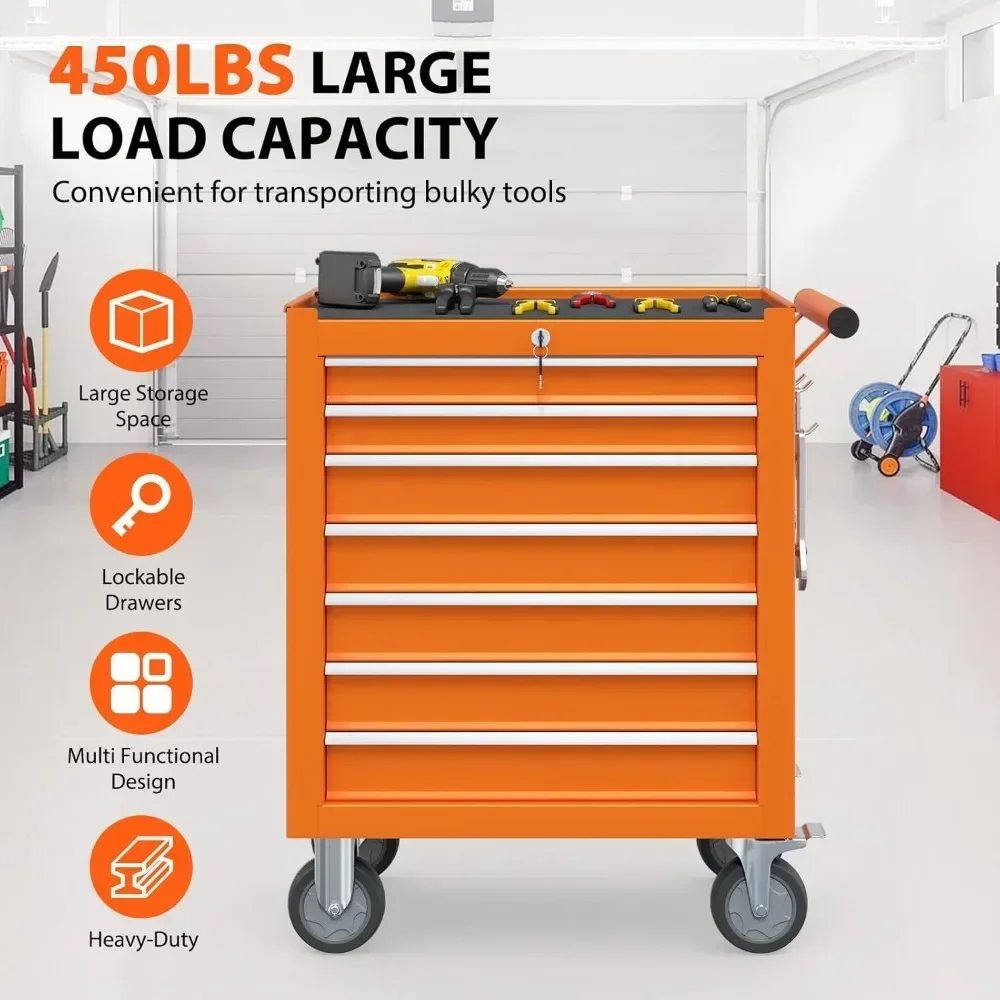 

7-Drawer Rolling Tool Chest: High-Capacity Mobile Cabinet with 4 Wheels for Workshop & Garage​