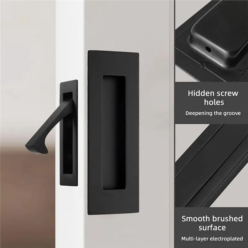 Uchwyty do drzwi przesuwnych SHGO, matowe, uchwyty i zatrzaski, wpuszczane uchwyty bez wypukłości, 3 sztuki