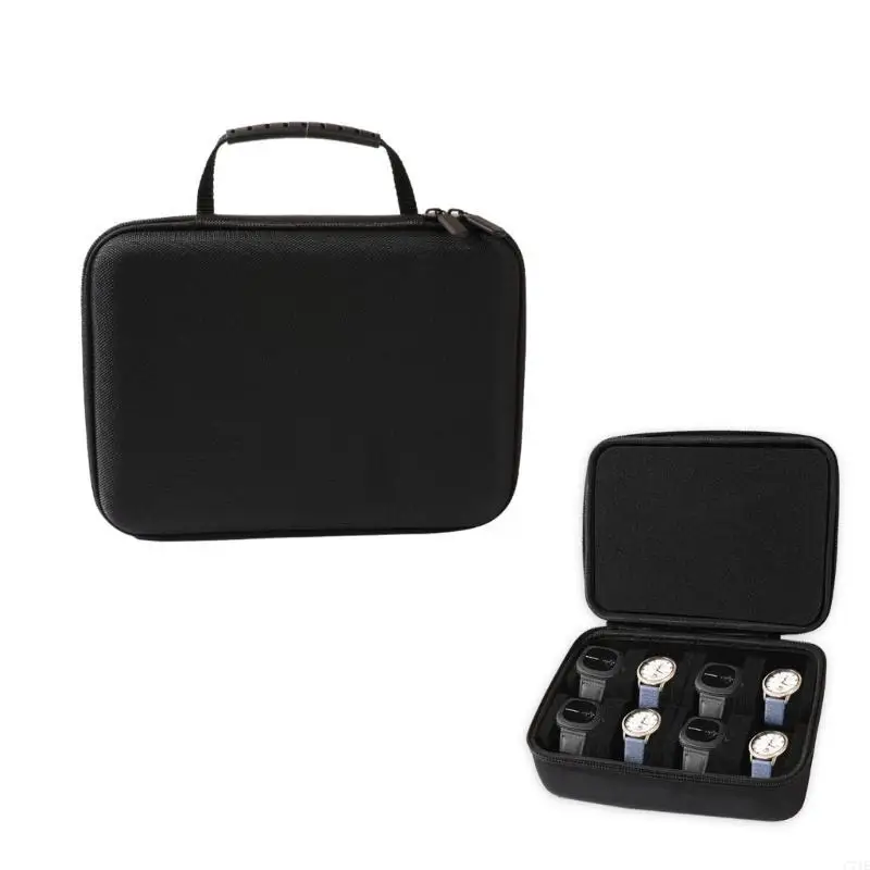 

Коробка для хранения дисплея часов с 8 слотами, черный чехол для дорожных часов, идеально подходящий для часов