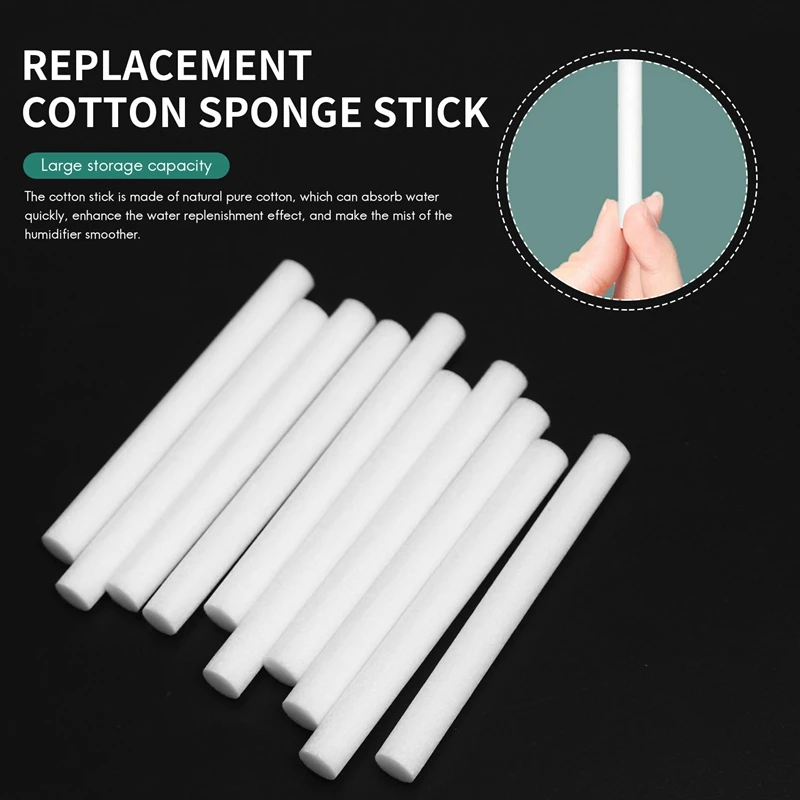 Cotton Sponge Stick para Umidificador USB, Substituição do filtro, Difusor de aroma, Névoa Maker, 10pcs por pacote