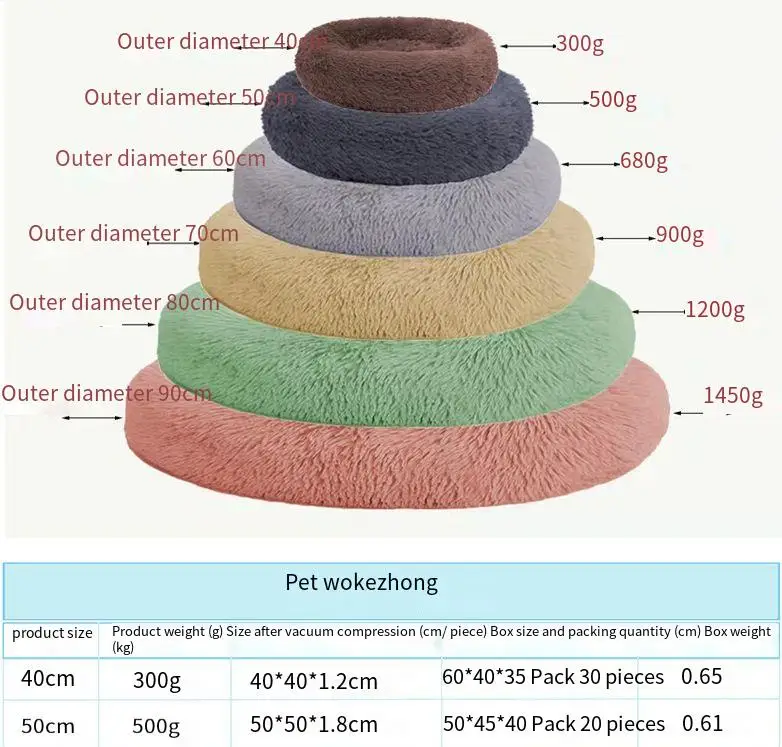 Cat Kennel Dog Kennel Plush Round Winter Warm Mat Pet Kennel Dog Mat Dog Bed Pet Supplies