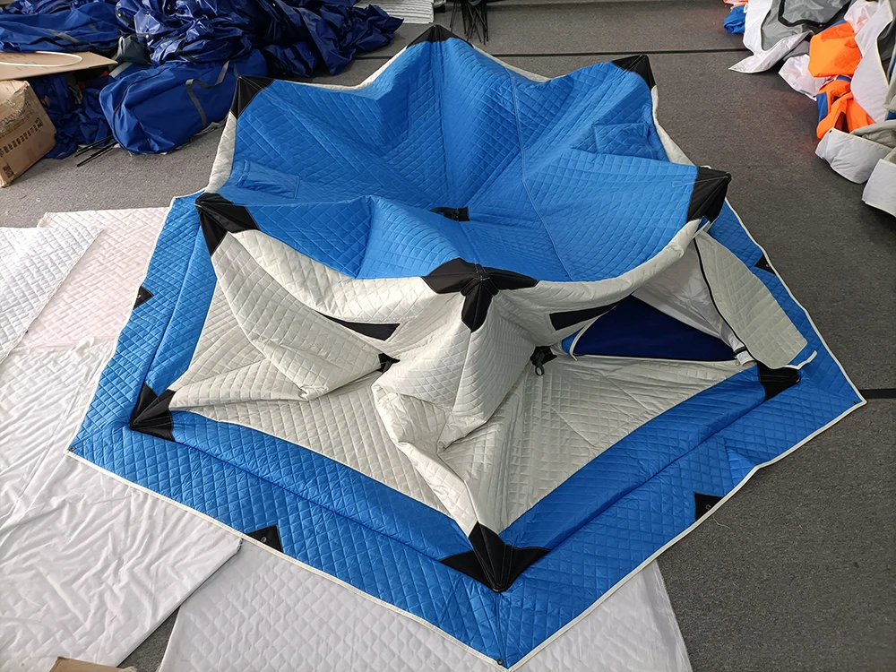 Insulated Waterproof Pop Up Ice Shelter 4 Person With 2 Doors Portable Outdoor Ice Fishing Tent