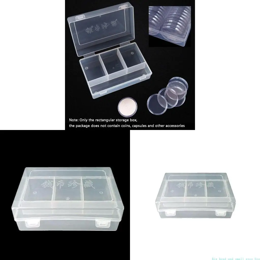 581C Rectangular Coin for Case Coin Holder Empty Transparent Collection for Case for Storage Jewelry Rings Bead Button