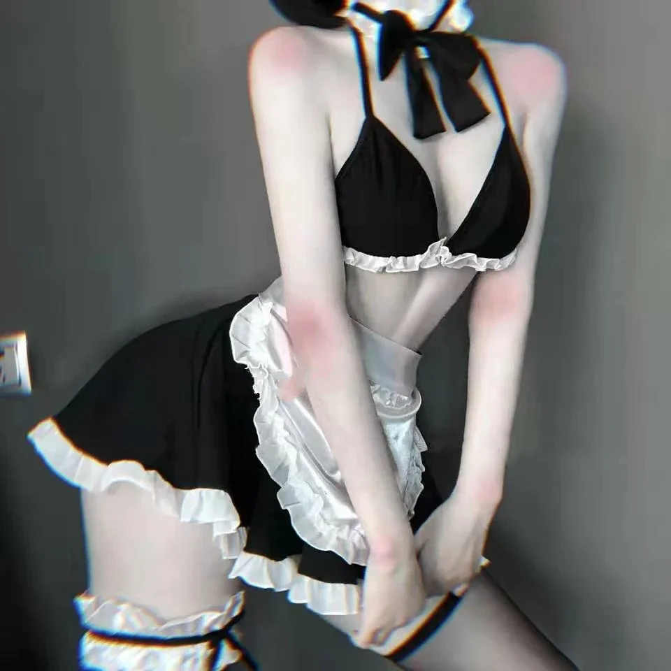 Lingerie sexy para mulheres, vestido de empregada, Avental francês, Traje Cosplay, Roupas de RPG, Uniforme, Uniforme, Avental, Pornô