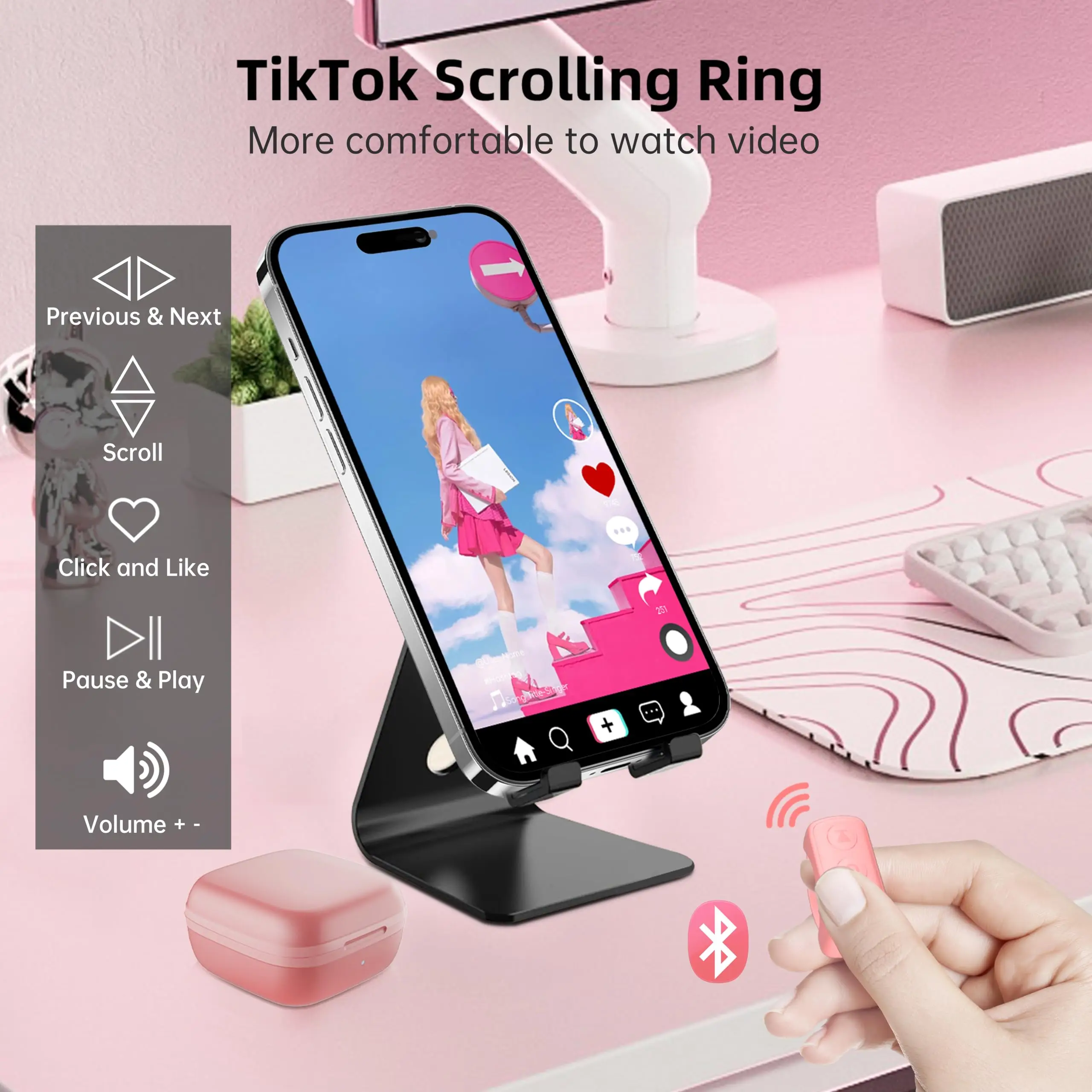 Multifunction Remote Page Turner TikTok Bluetooth Page Turner Scroller Remote for Camera Shutter Remote Control for iOS Android