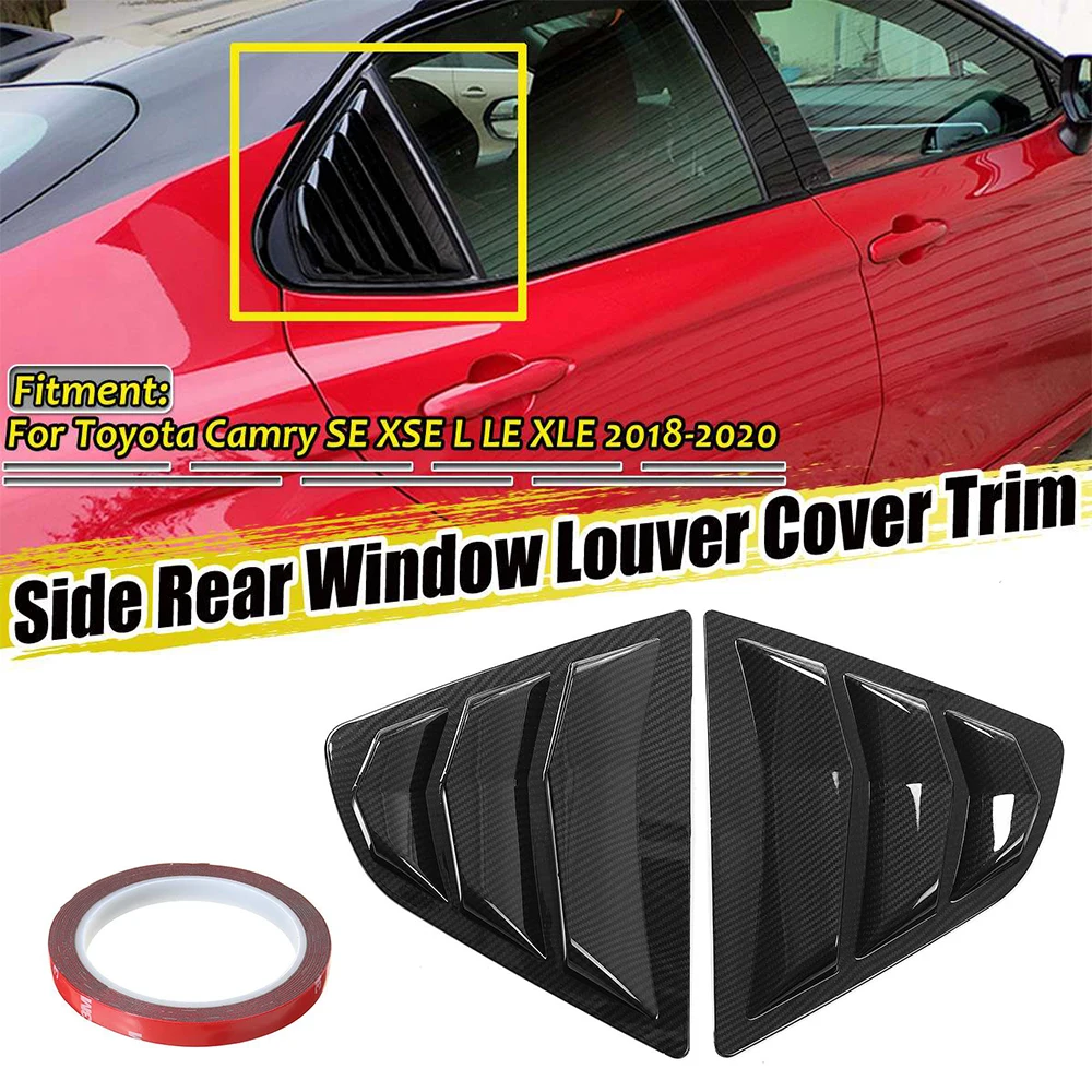 

ABS Quarter Rear Side Window Louvers Spoiler Cover Trim For Toyota Camry SE XSE L LE XLE 2018-2022 Air Outlet Shutter