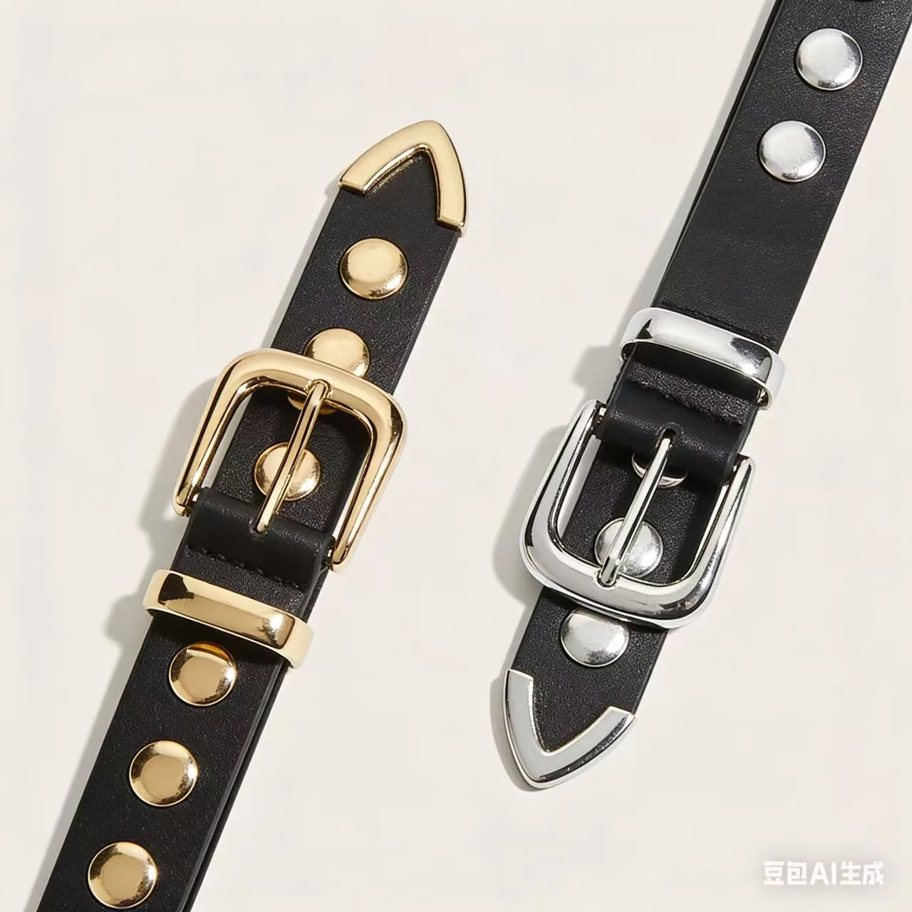 Three-Piece Set Leather Belt Punk Style Willow Nail Heavy Metal Belt Korean Version Jeans Fashion Decoration Belt