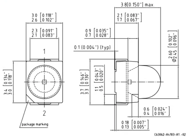 LBT64G-V1CA-59-Z standard LED-SMD Blue 470nm 3528 lens blue light