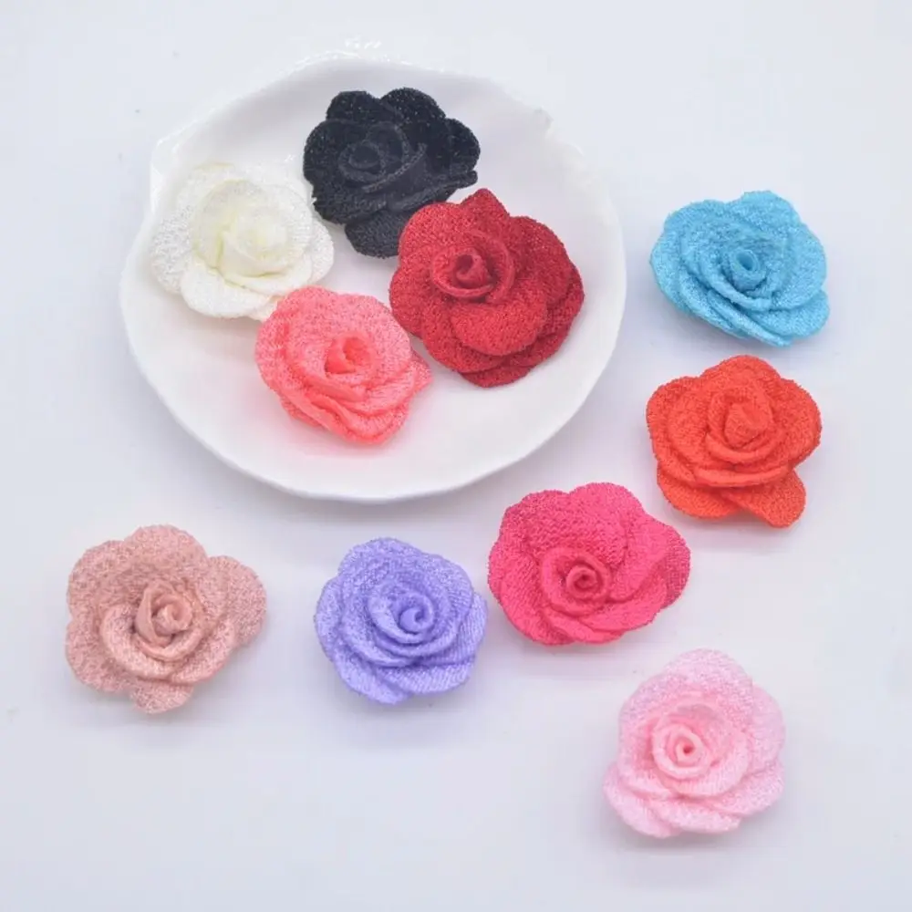 20PCS Charming Mesh Mesh Rose Flower 9 Colors 25mm Applique for DIY Soft Sewing Patches Clothes Hair Hat Shoes