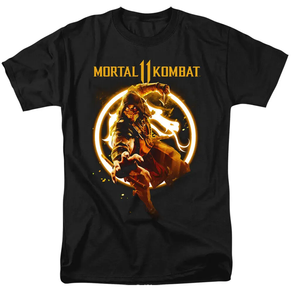 Mortal Kombat Scorpion Flames T Shirt Licensed Comic Book Video Game Tee Black