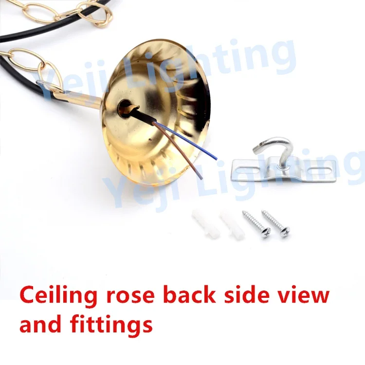 Ceiling rose with chain and cable wire cord set E27 Edison retro lamp holder green bronze lighting accessories DIY