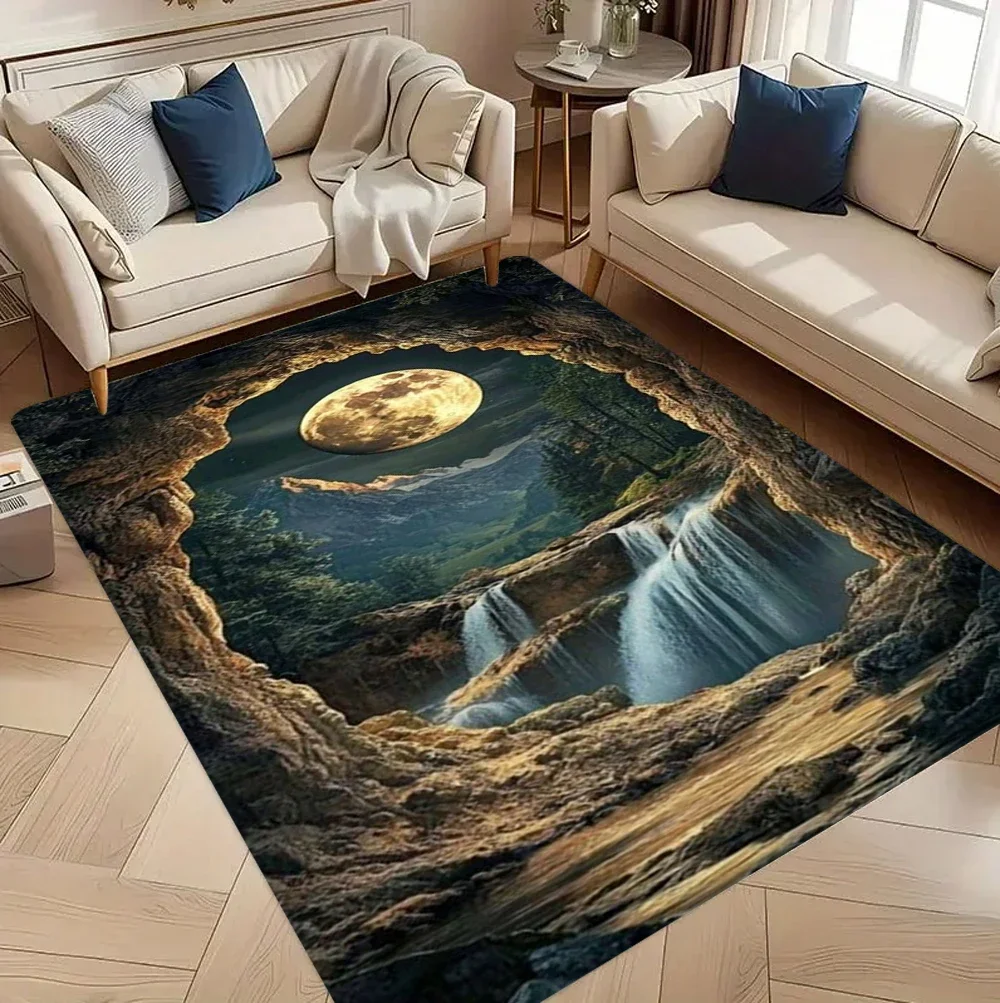 

Enchanted Jungle Moonlight Design Carpet For Living Room Bedroom Area Rug Floor Mat Home Decoration Machine Washable