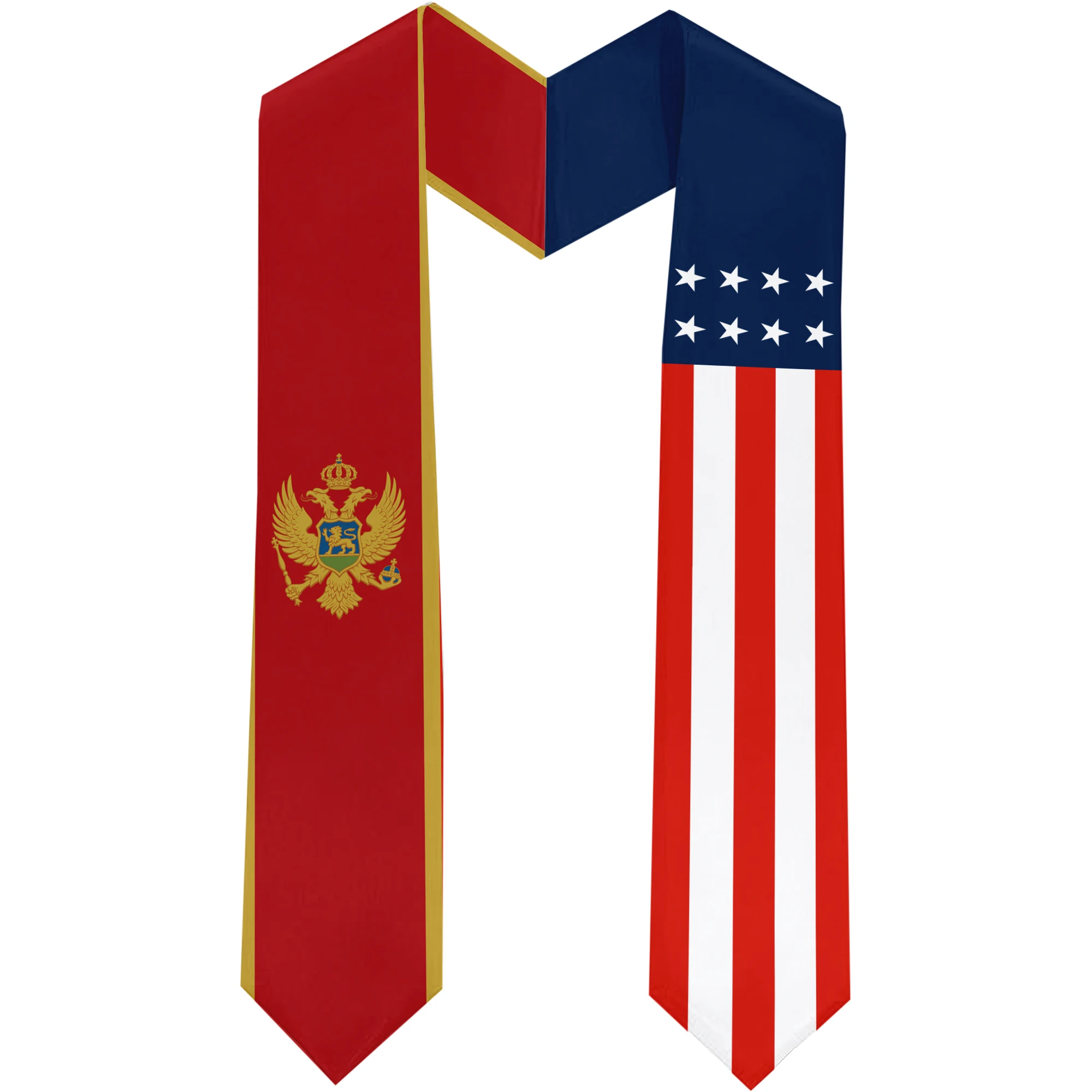 

13x180cm USA And Montenegro Flag Graduation Sash Bachelor Gown Accessory Graduation Sash Scarf