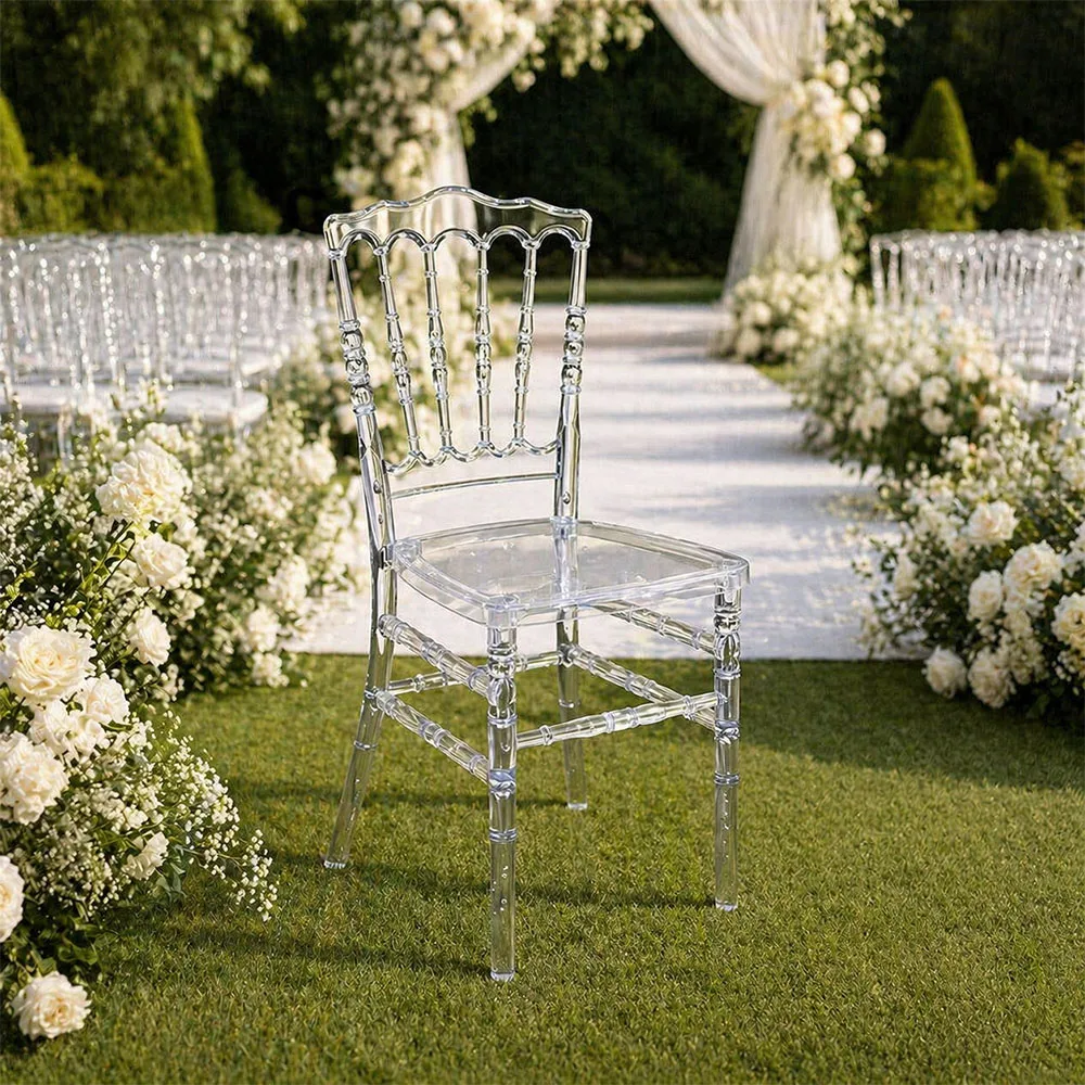 av-Elegant Stackable Clear Crystal Napoleon Chiavari Chairs for Romantic Wedding and Modern Outdoor Banquet Events Party Rental