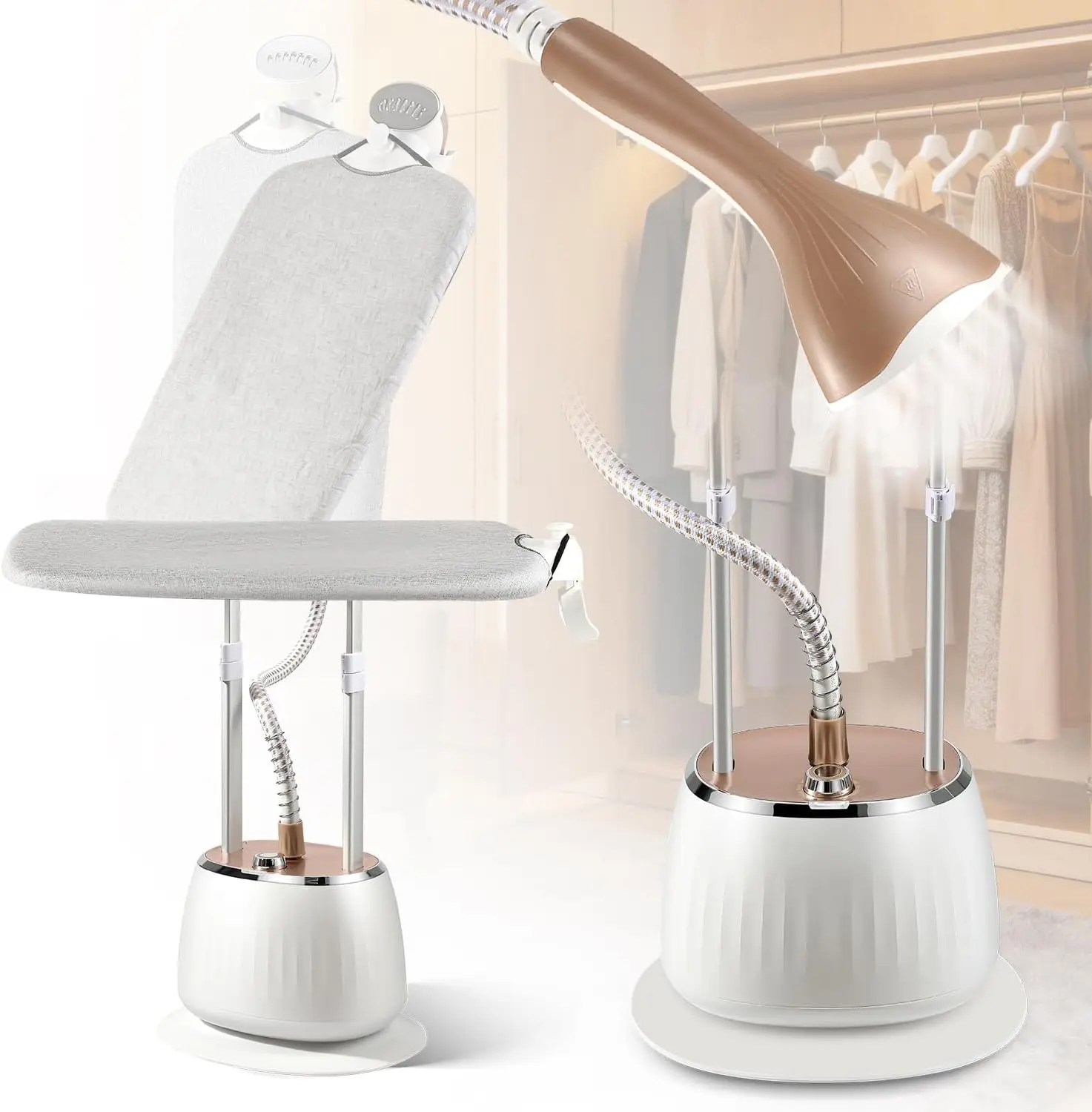 1800W Garment Steamer for Clothes, Professional Standing Steam Iron with 1.6L Tank for 60 Min Continuous Steam, Heat-Up in 25s,