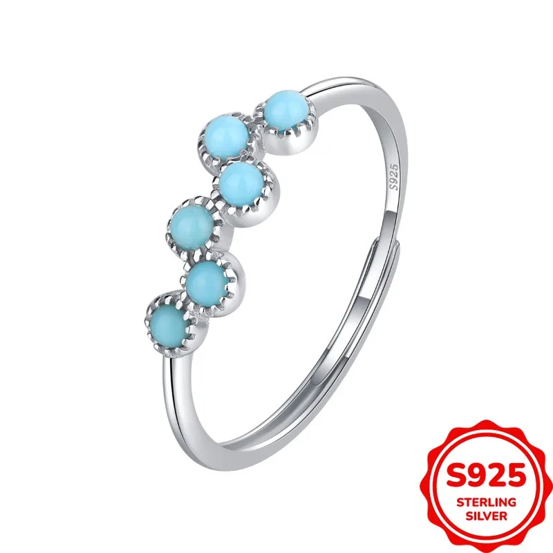 

Модное и легкое роскошное женское кольцо из натурального серебра S925 с круглым синим камнем и открытым ртом