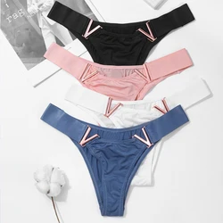 FNIO Fashion Panties Sexy V-Shaped Metal Decoration Underwear Sports Hip Lifting Low Waist High Fork Half Sheath Briefs Women