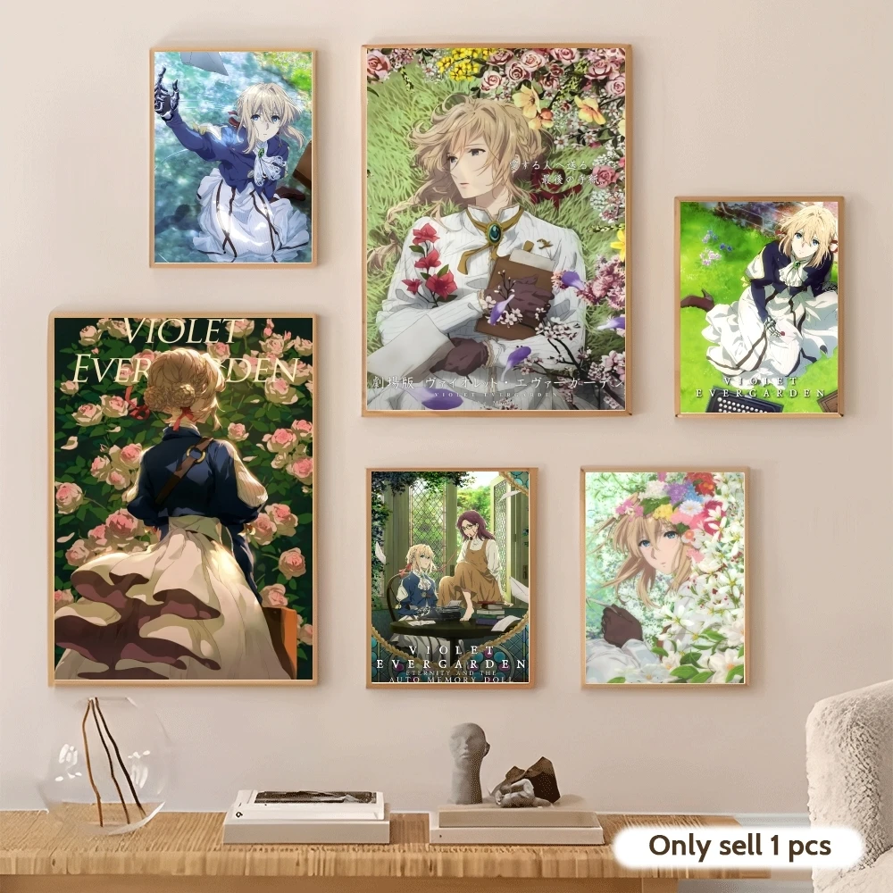 V-Violet Evergarden Anime Poster Decorative Wall Art Stickers Mural Photo Print for Home Living Room Hallway Decor