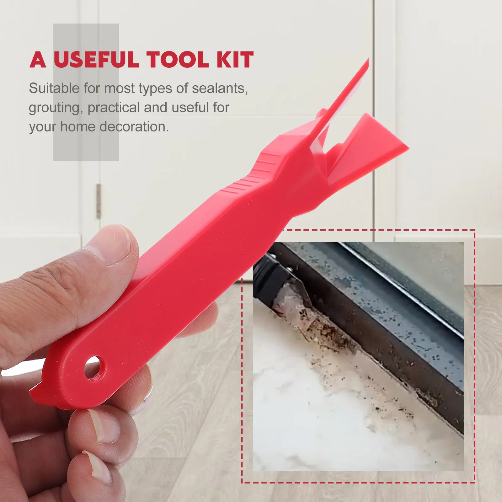 Kit de 4 Herramientas Profesionales para Raspar Sellador y Revestimientos de Mortero, para Proyectos de Calafateo de Azulejos en Baños y Fregaderos de Cocina