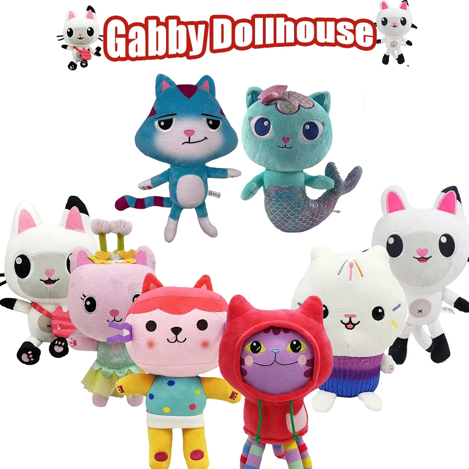 

1 шт., популярный кукольный домик Габби, плюшевая игрушка Mercat, мультяшные мягкие игрушки, улыбающийся кот, автомобиль, кошка, обнимающая Gaby, куклы для девочек, детские подарки на день рождения