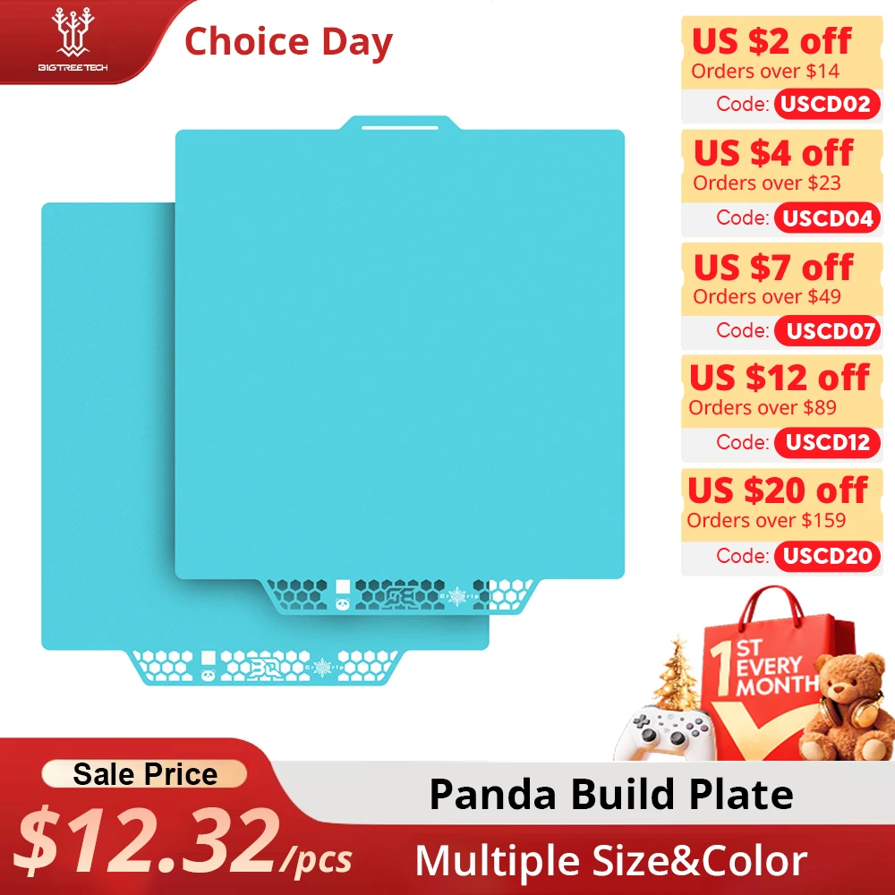 BIQU Panda Build Plate CryoGrip Pro Coating No Clog Spring Steel Double-sided for BambuLab Voron Kobra Adventurer 5M 3D Printer