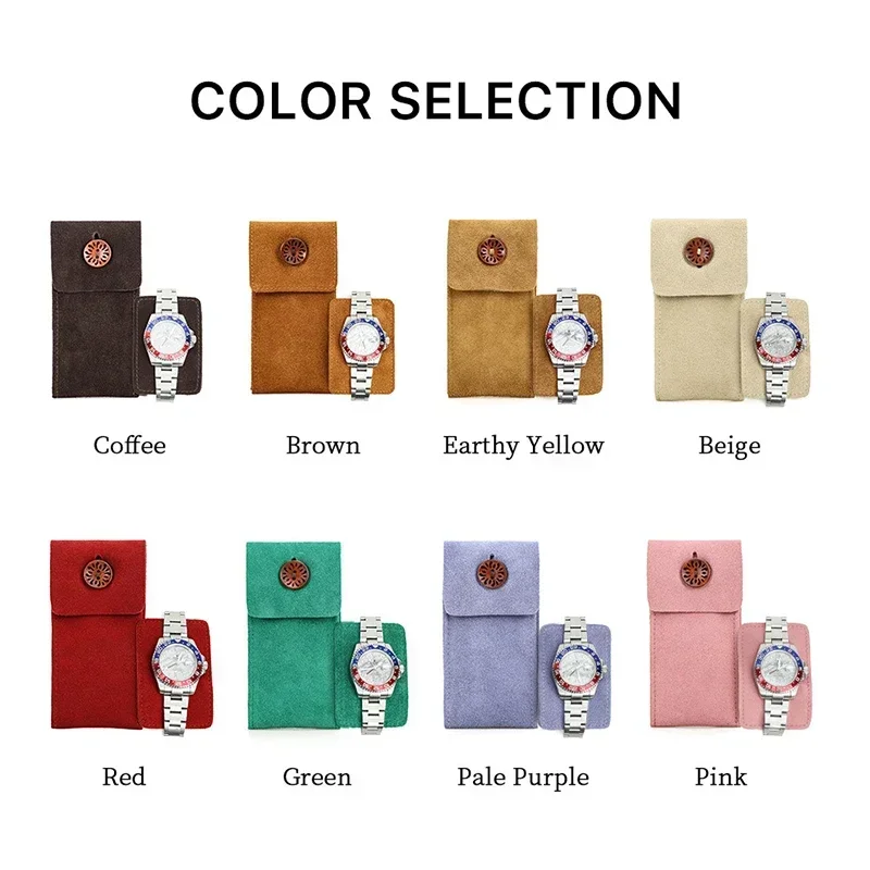 Chamois Cowhide Casual Mechanical Watch Case Bags Leather Portable Fashion High Watch Travel Storage Bag Free Customizable Logo