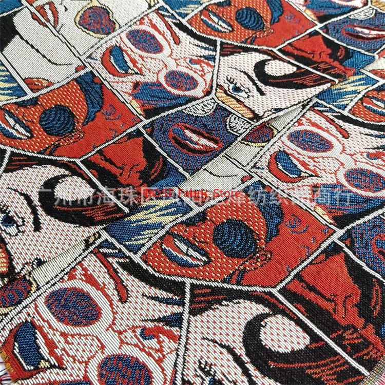 Cartoon jacquard thick fabric for autumn and winter jackets, men's clothing, coats, designer fabrics, bags, hats DIY fabrics
