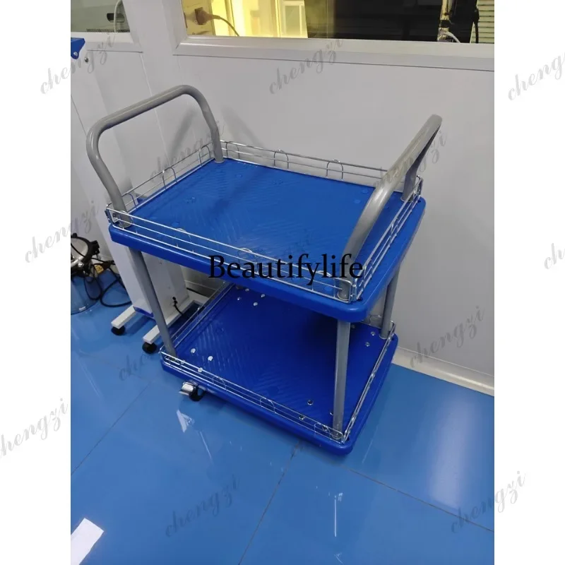 AB AB02  Heavy Duty Two Tier Utility Cart 500KG Capacity Steel Frame With Guardrails For Warehouse Hotel School Library Use