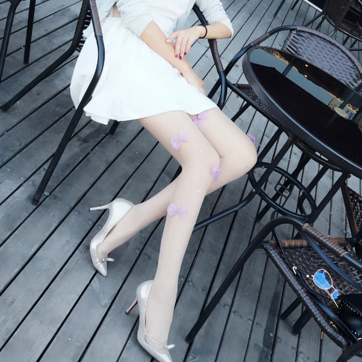 1pcs Butterfly-shaped Non-garter Flowers Cut Stockings Pantyhose At Will