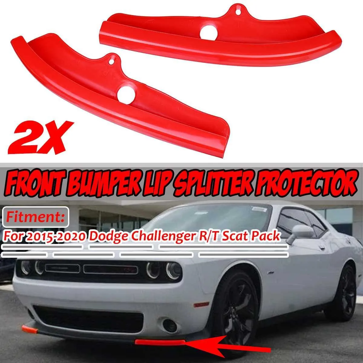 Front Bumper Lip Splitter Protector for Dodge Challenger Scat Pack 15-20 Bumper Guard  Dodge Challenger R/T GT SRT, 392