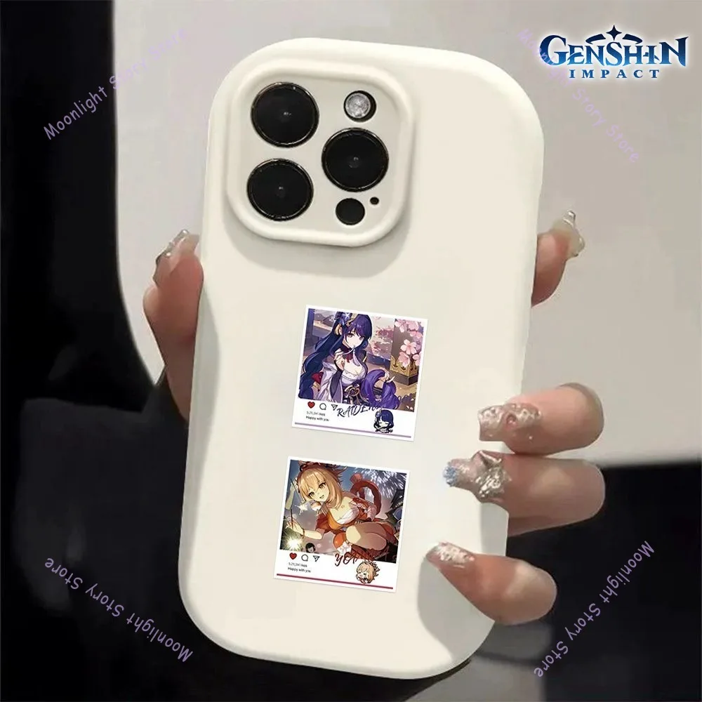 Genshin Impact Games Merch ملصقات التمرير Paimon Hu Tao Zhongli Raiden Shogun Venti زينة مجلة ملصقات الختم