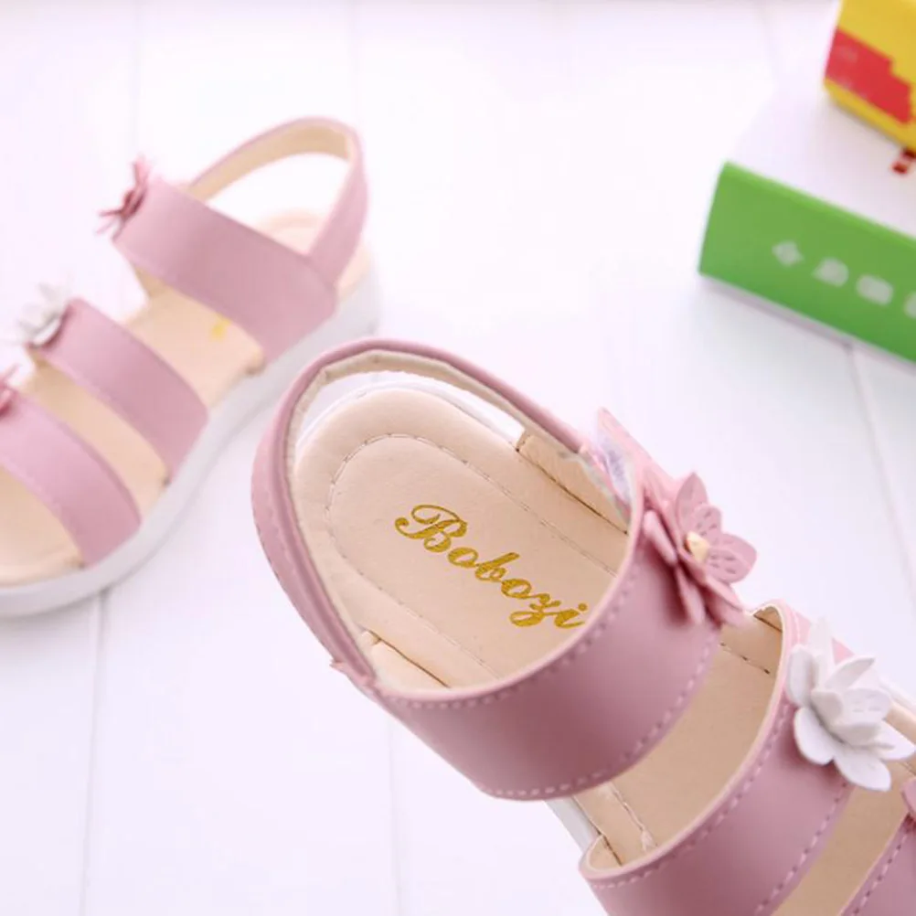

Girls Pink Flower Sandals Summer Breathable PU Shoes Kids Party Festival Daily Wear Princess Shoes Kids Sandals