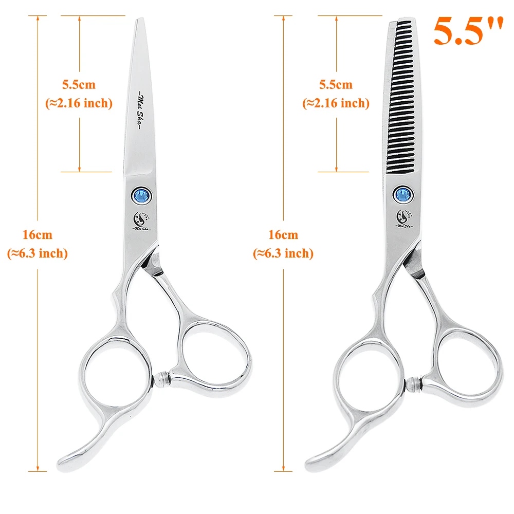 5,5" 6,0" Linkshändiges Profi-Haarscheren-Set aus japanischem Stahl für Friseure – Schneide- und Effilierscheren für Haarstyling A0045A – Detail 7
